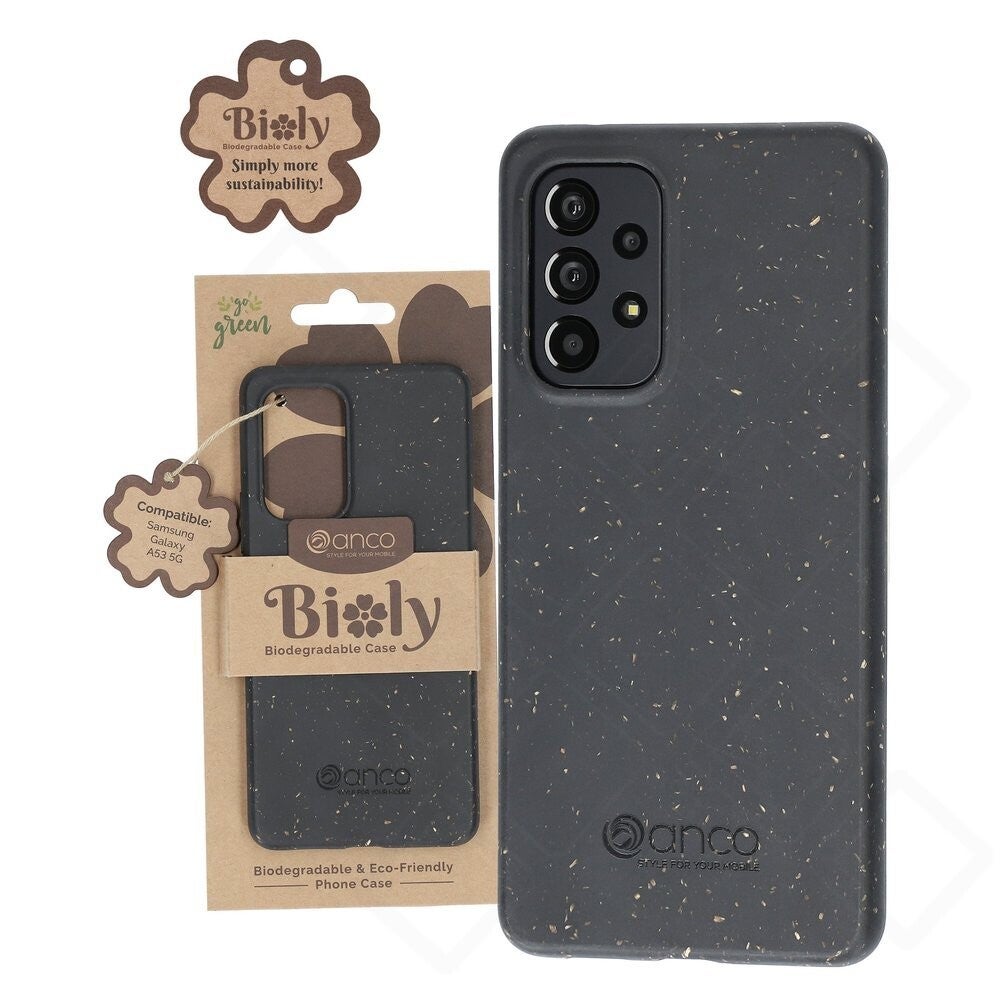 anco Bioly Case für Samsung Galaxy A53 5G schwarz – biologisch abbaubare Handyhülle