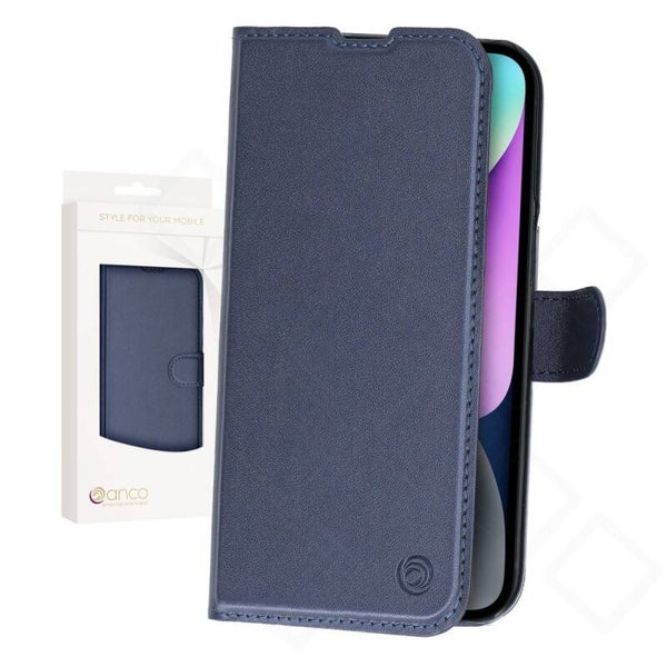 anco Basic Bookcase Hülle für iPhone 14 – Blau