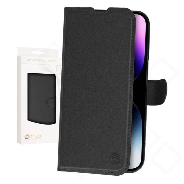 anco Basic Bookcase Hülle für iPhone 14 Pro Max – PU Leder