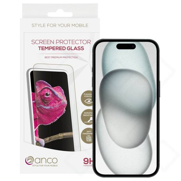 anco Panzerglas Fullscreen für iPhone 15 – 9H Schutzglas klar