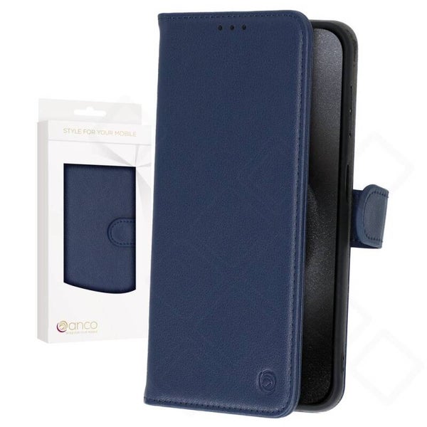 anco Basic Bookcase Hülle für iPhone 15 Pro – Leder Klapphülle mit Kartenfach