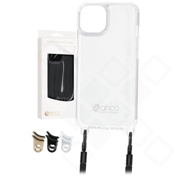 anco Lanyard Handyhülle für iPhone 15 mit Band – transparent