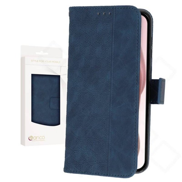 anco Bookcase Geometric für iPhone 15 – Leder Hülle mit Kartenfach