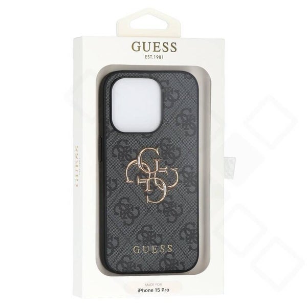 Guess 4G Metal Logo Case für iPhone 15 Pro – PU Schutzhülle