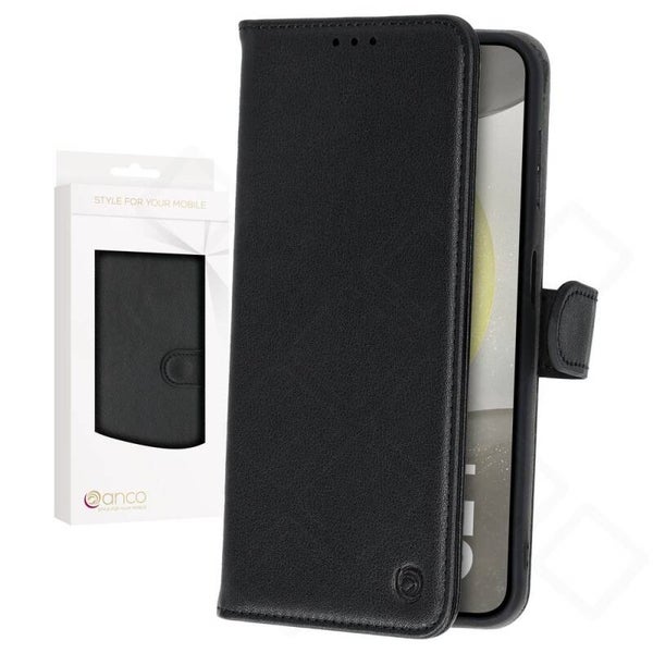 anco Basic Bookcase für Samsung Galaxy S24+ – Leder Handyhülle mit Kartenfach