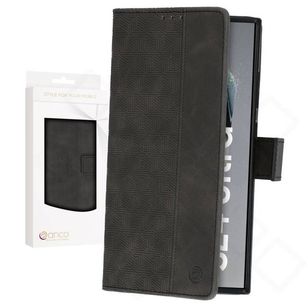 anco Bookcase Hülle für Samsung Galaxy S24 Ultra – Geometric Design, PU Leder, Kartenfach