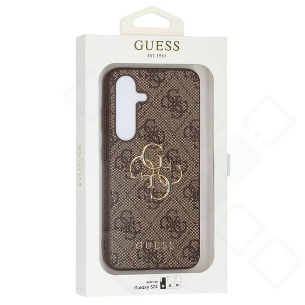 Guess 4G Metal Logo Handyhülle für Samsung Galaxy S24 – Braun