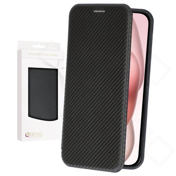 anco Bookcase Carbon Optic Hülle für iPhone 15