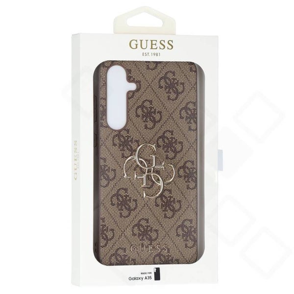 Guess 4G Metal Logo Case für Samsung Galaxy A35 5G – braun