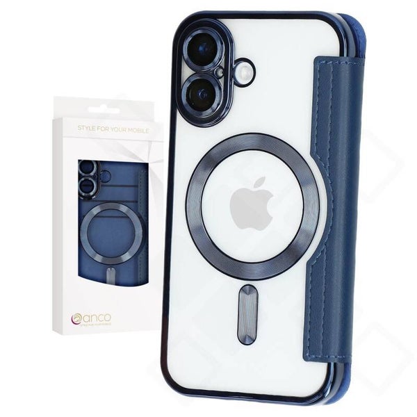 anco Bookcase Smart Mag für Apple iPhone 16, PU-TPU Klapphülle mit Kartenfächern