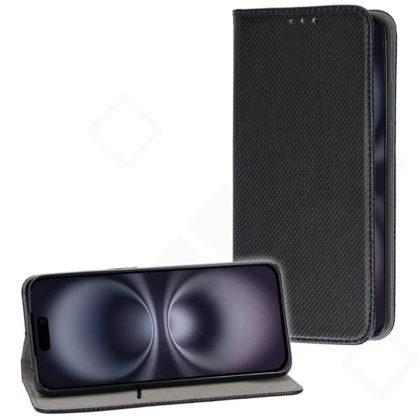 Bookcase Basic Magnetic für Apple iPhone 16, PU Leder Handyhülle mit Kartenfach
