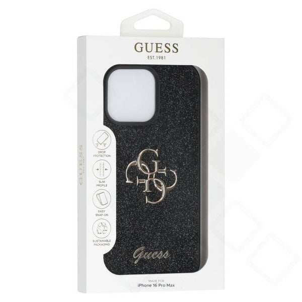 Guess 4G Glitter Case für iPhone 16 Pro Max – Schwarz