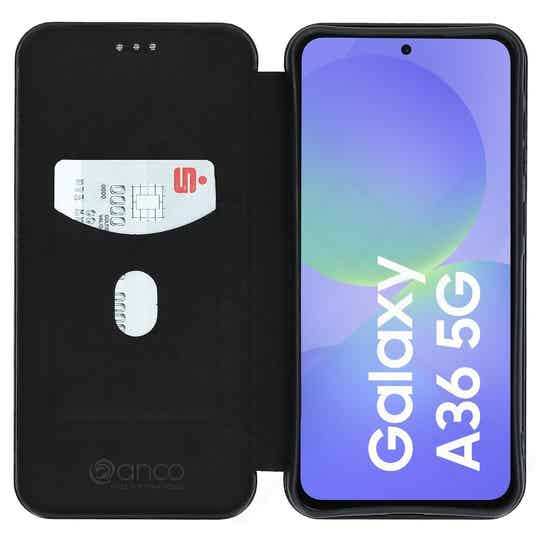 anco Bookcase Carbon Optic für Samsung Galaxy A36 5G – Schwarz