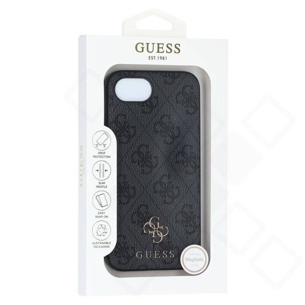 Guess 4G Classic Case für Apple iPhone 16e – Schwarz | PU Leder Handyhülle mit MagSafe