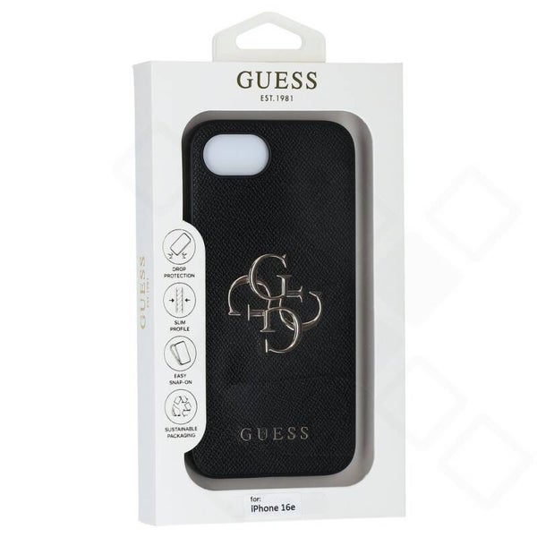 Guess Grained 4G Logo Case für iPhone 16e – black