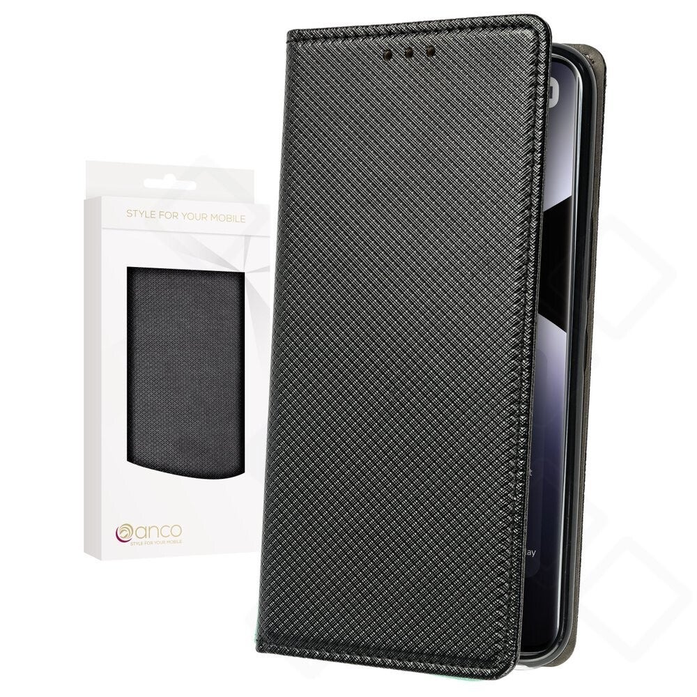 anco Bookcase Basic Magnetic für Xiaomi Redmi Note 14 Pro 5G / 14 Pro+ 5G, PU Leder Hülle mit Kartenfach, schwarz