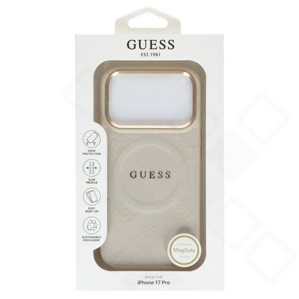 Guess Peony Leder Handyhülle für iPhone 17 Pro – MagSafe
