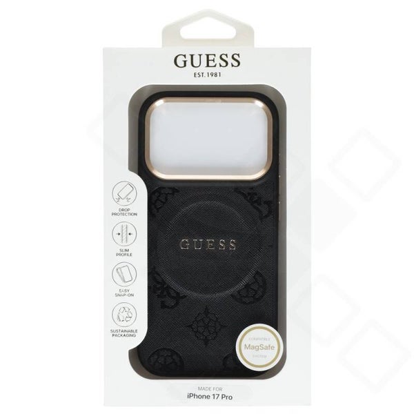 Guess Peony Pattern MagSafe Hülle für iPhone 17 Pro – Kunstleder