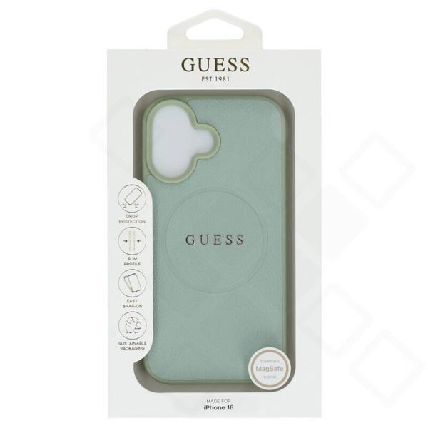 Guess PU Leather Case iPhone 16 – grün | Handyhülle