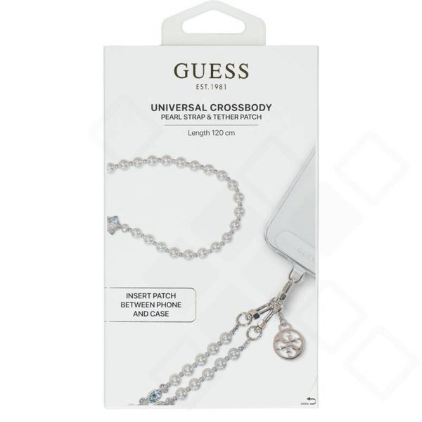 Guess Crossbody Strap Pearl 4G Charm – Universal Handy Umhängeband weiß