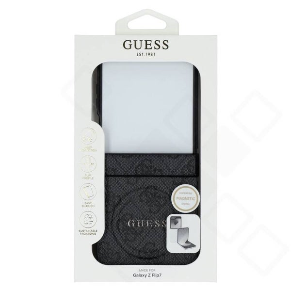Guess 4G Classic MagSafe Case für Samsung Galaxy Z Flip7 – elegante Lederhülle mit Magnetring & Logo