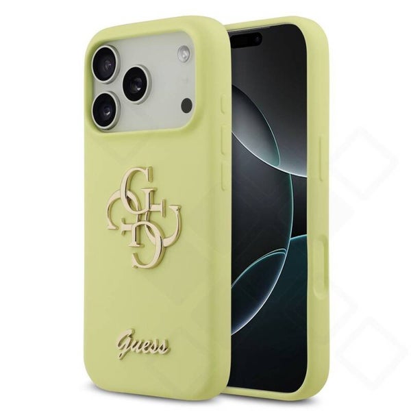 Guess Silikon Hülle 4G Logo Gelb für iPhone 17 Pro