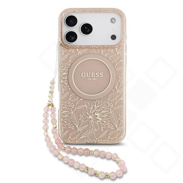 Guess Flowers MagSafe Hülle iPhone 17 Pro Max – pink