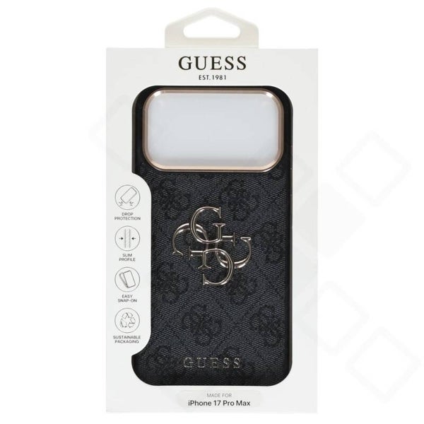 Guess 4G Gold Logo Hülle für iPhone 17 Pro Max – Leder Case