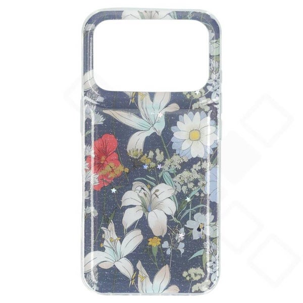 anco Flower Case für Apple iPhone 17 Pro – blaues TPU Case mit floraler Print-Optik, schlank & kratzfest