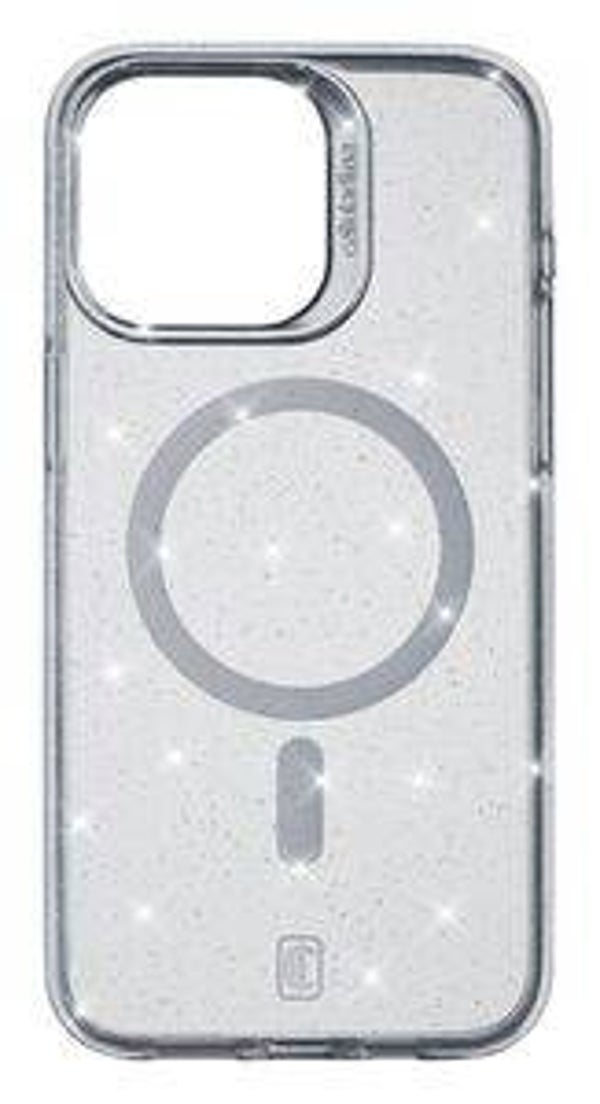 Cellularline Sparkle MagSafe Hülle für iPhone 15 – transparent glitzernd