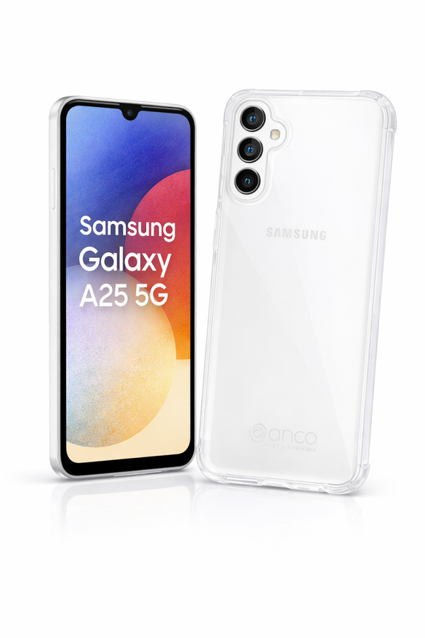 anco Protect Case für Samsung Galaxy A25 5G – Transparentes TPU-Backcover mit verstärkten Kanten