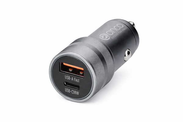 anco Dual Car Charger 38W – Kfz-Ladeadapter mit USB-A & USB-C, Power Delivery 3.0, Quick Charge 3.0 & PPS – silver