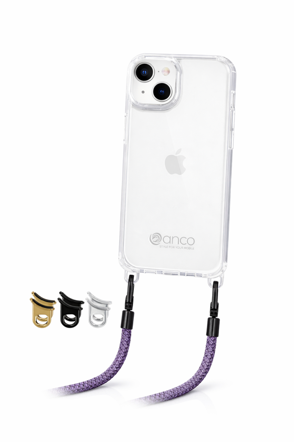 anco Lanyard Protect Case für Apple iPhone 15 – TPU-Handyhülle mit abnehmbaren Ösen