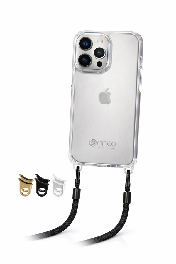 anco Lanyard Protect Case für Apple iPhone 15 Pro – TPU-Handyhülle mit wechselbaren Ösen