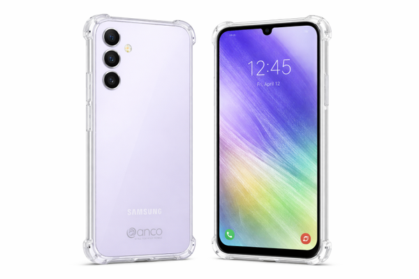 anco Protect Case für Samsung Galaxy A34 – transparentes 1,5 mm TPU Schutzhülle mit verstärkten Kanten