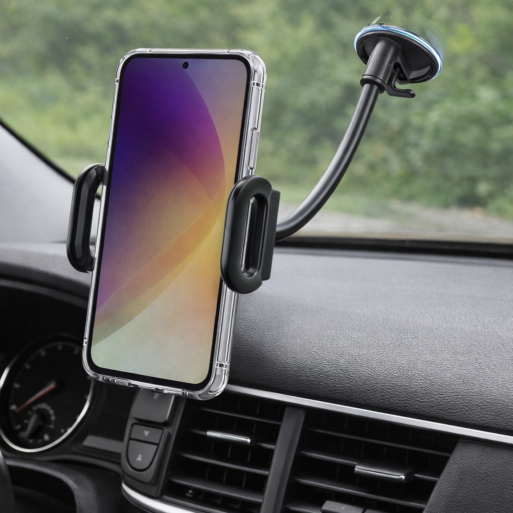 Cellularline Hug Flexi XL Universal In-Car Holder – Smartphone Autohalterung mit Saugnapf, 28 cm Flexarm & 360° Drehgelenk