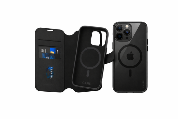 CARE Tango 2-in-1 Wallet Case für Apple iPhone 16 Pro, veganes Lux-Leder, abnehmbares Magnet-Case, RFID-Blockierung