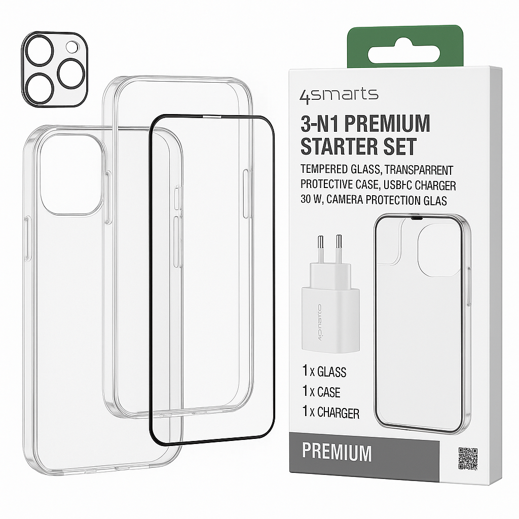 4smarts 360° Premium Protection Set für Apple iPhone 16 Pro – MagSafe Hülle + 9H Schutzglas