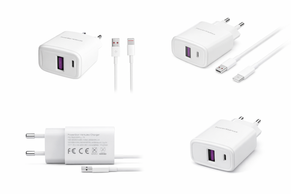 Powerstar „Herkules“ Ladegerät 18W mit Lightning Kabel, Schnelllade-Netzteil, weiß