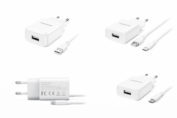 Powerstar Herkules Ladegerät 18W mit Micro-USB Kabel, Schnellladegerät, weiß