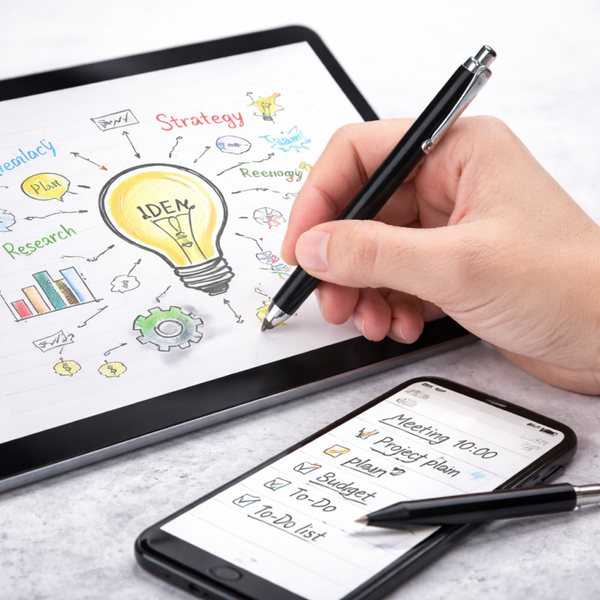 PEDEA Touchpen mit Faserspitze, kapazitiver Eingabestift für Tablet & Smartphone, schwarz