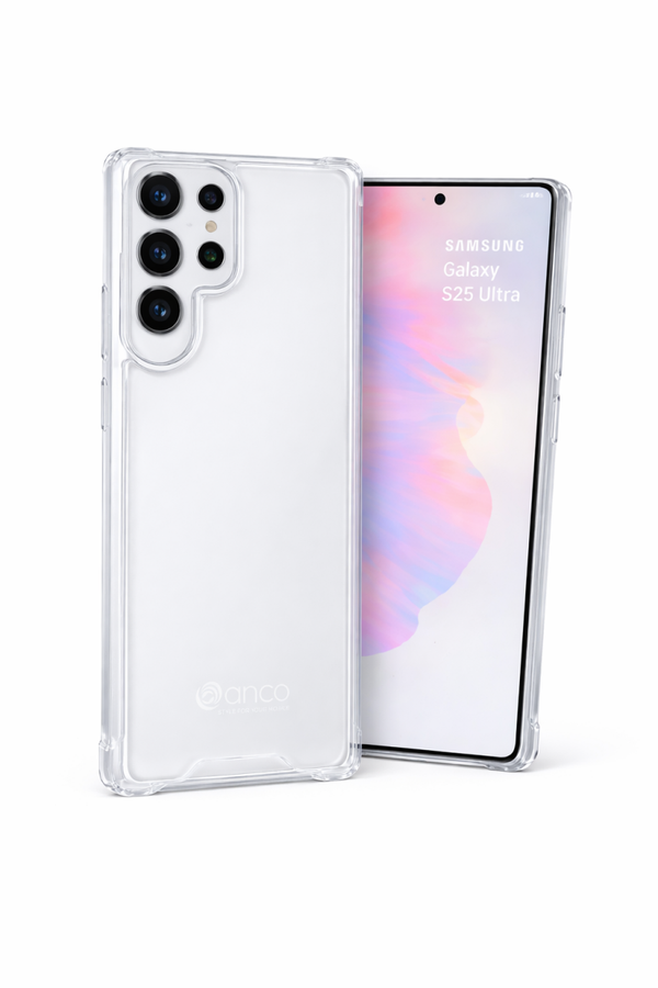 anco Protect Case für Samsung Galaxy S25 Ultra, transparentes TPU Case, 1,5 mm dünn, stoßdämpfend
