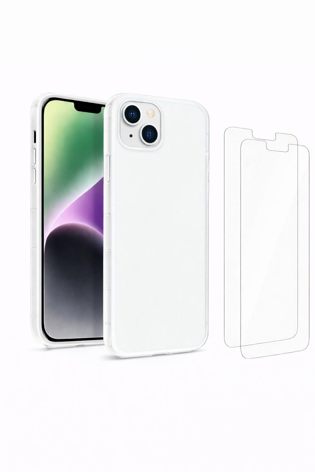 2× OKKES Tempered Glass für iPhone 13 Pro Max / 14 Plus + Super Slim TPU Case für iPhone 14 Plus, transparent
