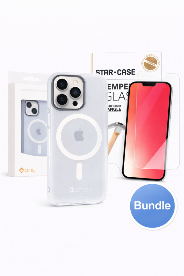 Schutz-Bundle für Apple iPhone 15 Pro Max – anco Magnetic Case + OKKES TITAN Plus Panzerglas