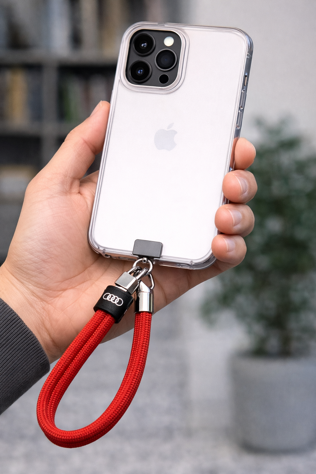 Audi Universal Nylon Leather Hand Strap, rote Handschlaufe aus Nylon, 28 cm