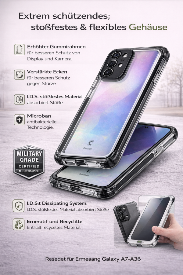 Cellularline Hard Case Tetra Force Strong Guard für Samsung Galaxy A36 5G / A56 5G, stoßfest, antibakteriell