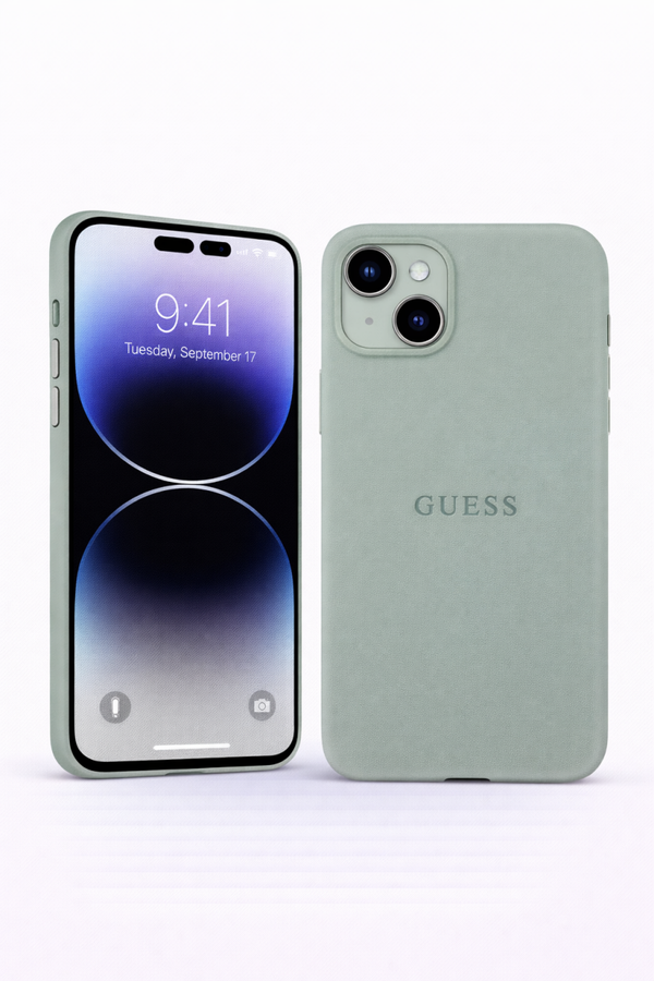 Guess PU Leather Case für Apple iPhone 16, grüne PU-Leder-Hülle mit Logo