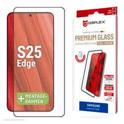 DISPLEX Premium Panzerglas Full Cover 3D für Samsung Galaxy S25 Edge – Echtglas mit EASY-ON Eco-Montagerahmen