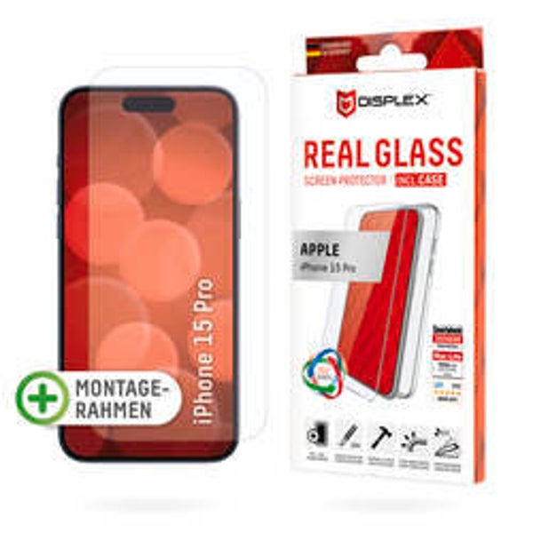 DISPLEX Panzerglas + Hülle Set für iPhone 15 Pro – Echtglas & transparentes Case