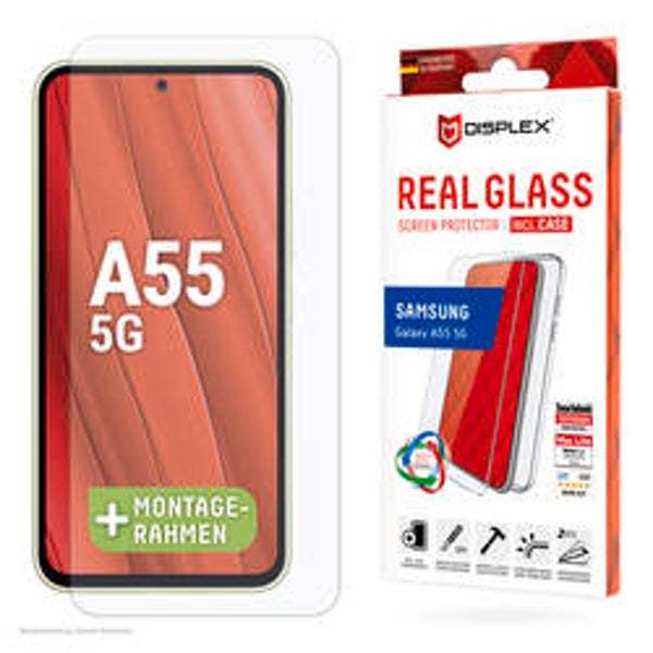 DISPLEX Real Glass + Case für Samsung Galaxy A55 5G – Panzerglas & Hülle
